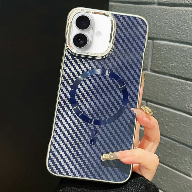 For iPhone 16 AG Carbon Fiber Frameless MagSafe Phone Case(Blue) - free shipping - PMc TechLife - Order now!