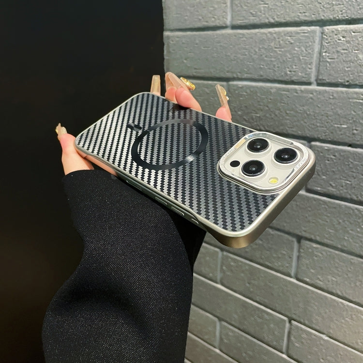 For iPhone 14 Pro AG Carbon Fiber Frameless MagSafe Phone Case(Gold) - iPhone 14 Pro Cases by PMc TechLife | Online Shopping South Africa | PMc TechLife | Buy Now Pay Later Mobicred