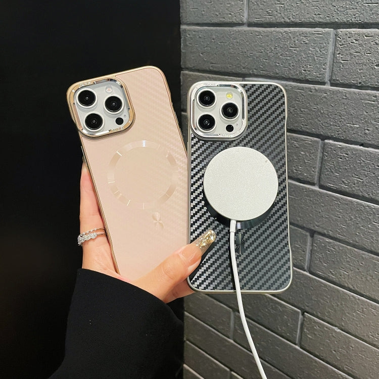 For iPhone 15 Pro AG Carbon Fiber Frameless MagSafe Phone Case(Pink) - iPhone 15 Pro Cases by PMc TechLife | Online Shopping South Africa | PMc TechLife | Buy Now Pay Later Mobicred