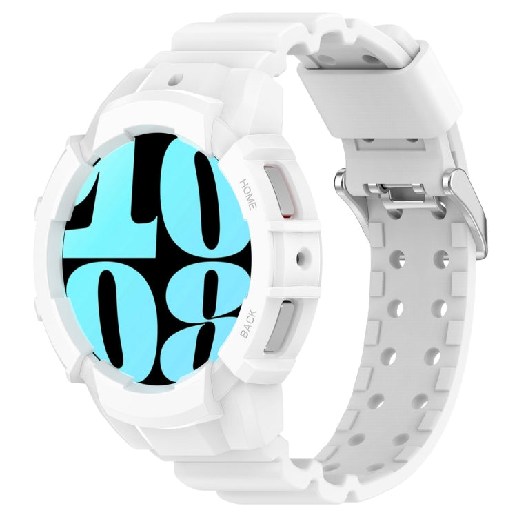 For Samsung Galaxy Watch 7 40mm Armor Silicone Watch Band with Watch Case Set(White) - Watch Bands by PMC Jewellery | Online Shopping South Africa | PMC Jewellery | Buy Now Pay Later Mobicred