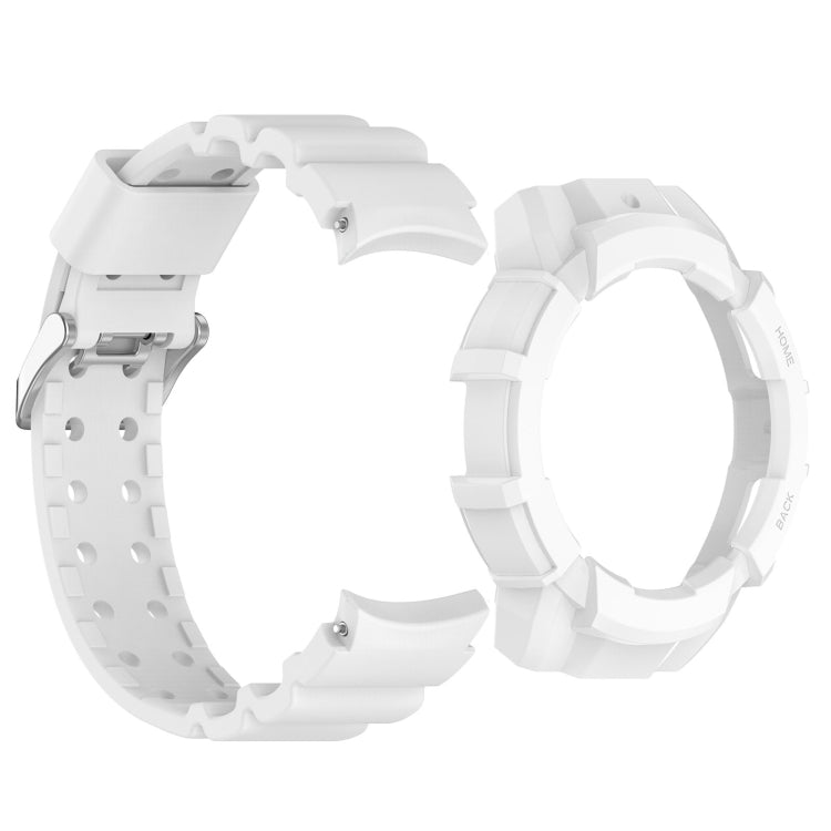 For Samsung Galaxy Watch 7 40mm Armor Silicone Watch Band with Watch Case Set(White) - Watch Bands by PMC Jewellery | Online Shopping South Africa | PMC Jewellery | Buy Now Pay Later Mobicred