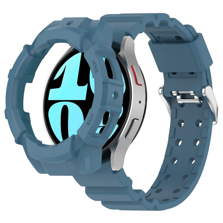 For Samsung Galaxy Watch 7 40mm Armor Silicone Watch Band with Watch Case Set(Blue) - Watch Bands by PMC Jewellery | Online Shopping South Africa | PMC Jewellery | Buy Now Pay Later Mobicred