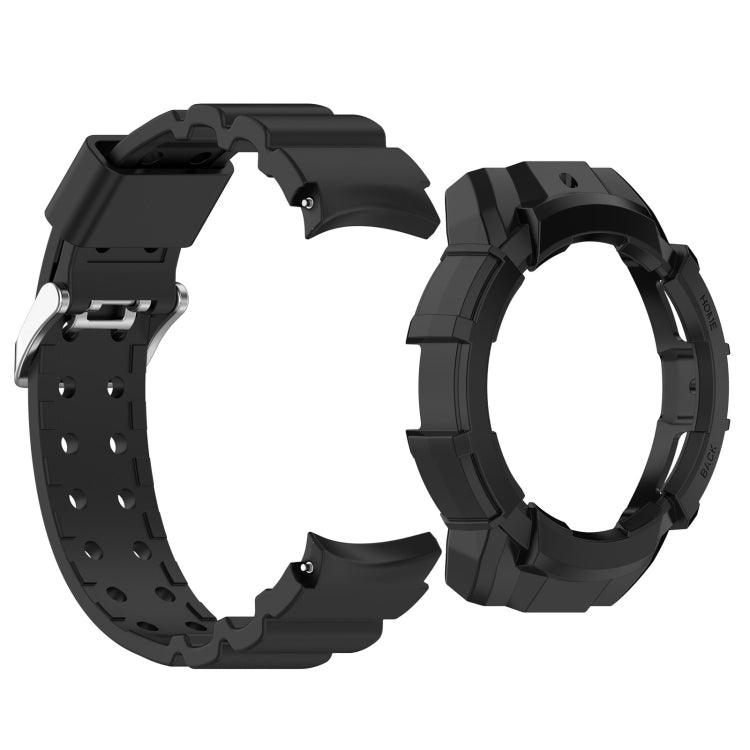 For Samsung Galaxy Watch 7 40mm Armor Silicone Watch Band with Watch Case Set(Black) - Watch Bands by PMC Jewellery | Online Shopping South Africa | PMC Jewellery | Buy Now Pay Later Mobicred