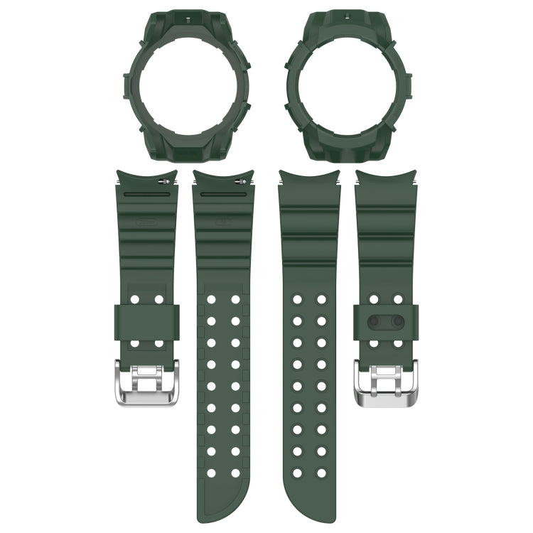For Samsung Galaxy Watch 7 40mm Armor Silicone Watch Band with Watch Case Set(Green) - Watch Bands by PMC Jewellery | Online Shopping South Africa | PMC Jewellery | Buy Now Pay Later Mobicred