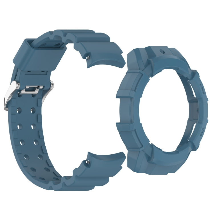 For Samsung Galaxy Watch 7 44mm Armor Silicone Watch Band with Watch Case Set(Blue) - Watch Bands by PMC Jewellery | Online Shopping South Africa | PMC Jewellery | Buy Now Pay Later Mobicred