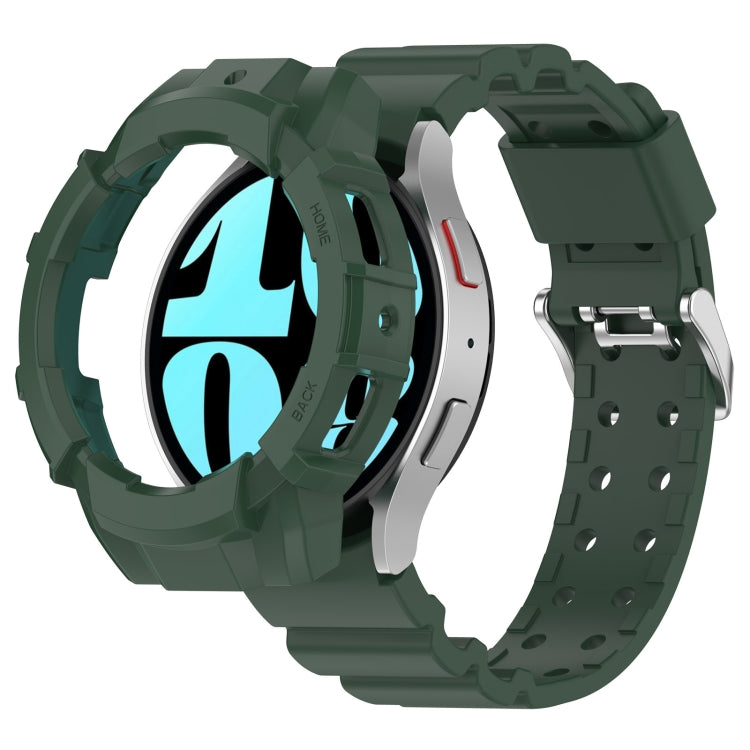 For Samsung Galaxy Watch 7 44mm Armor Silicone Watch Band with Watch Case Set(Green) - Watch Bands by PMC Jewellery | Online Shopping South Africa | PMC Jewellery | Buy Now Pay Later Mobicred