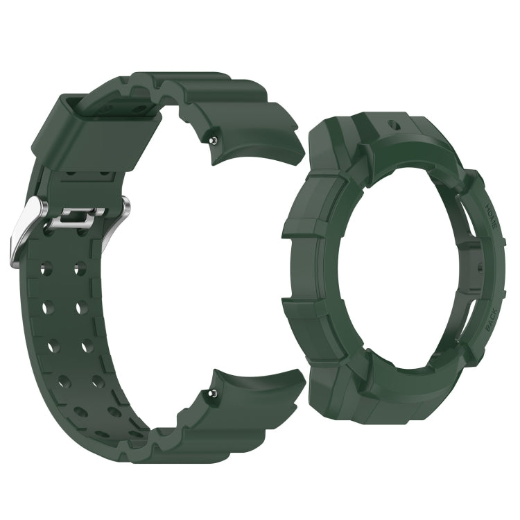 For Samsung Galaxy Watch 7 44mm Armor Silicone Watch Band with Watch Case Set(Green) - Watch Bands by PMC Jewellery | Online Shopping South Africa | PMC Jewellery | Buy Now Pay Later Mobicred