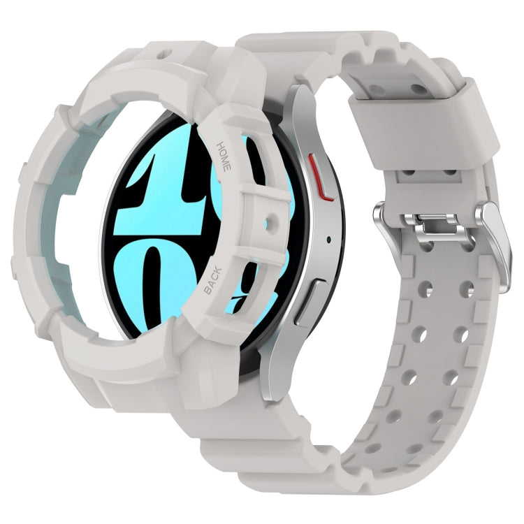 For Samsung Galaxy Watch 7 44mm Armor Silicone Watch Band with Watch Case Set(Light Gray) - Watch Bands by PMC Jewellery | Online Shopping South Africa | PMC Jewellery | Buy Now Pay Later Mobicred