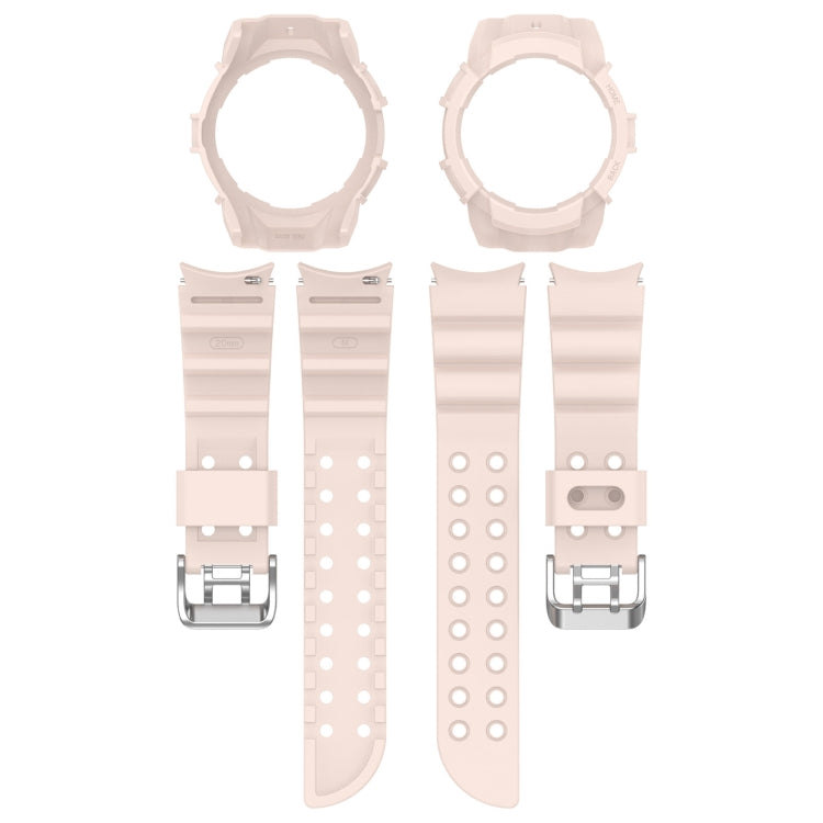 For Samsung Galaxy Watch 7 44mm Armor Silicone Watch Band with Watch Case Set(Pink) - Watch Bands by PMC Jewellery | Online Shopping South Africa | PMC Jewellery | Buy Now Pay Later Mobicred