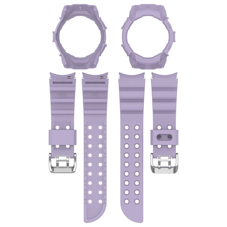 For Samsung Galaxy Watch 7 44mm Armor Silicone Watch Band with Watch Case Set(Purple) - Watch Bands by PMC Jewellery | Online Shopping South Africa | PMC Jewellery | Buy Now Pay Later Mobicred