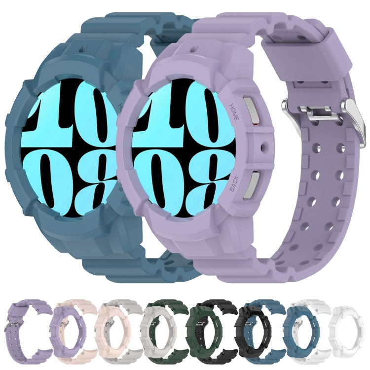 For Samsung Galaxy Watch 7 44mm Armor Silicone Watch Band with Watch Case Set(Blue) - Watch Bands by PMC Jewellery | Online Shopping South Africa | PMC Jewellery | Buy Now Pay Later Mobicred