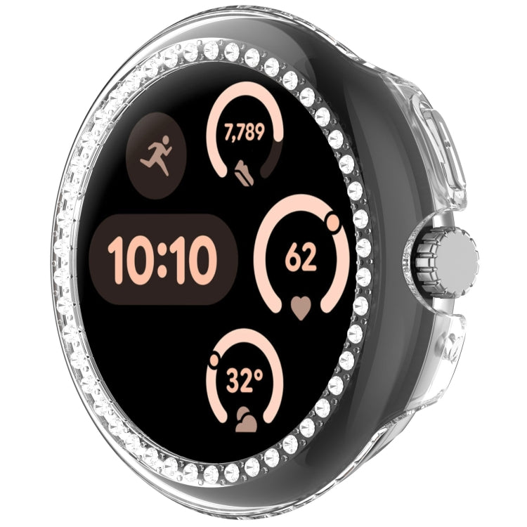 For Google Pixel Watch 3 45mm Diamond Electroplated PC Half Coverage Watch Protective Case(Transparent Color) - Watch Cases by PMC TechLife | Online Shopping South Africa | PMC TechLife | Buy Now Pay Later Mobicred