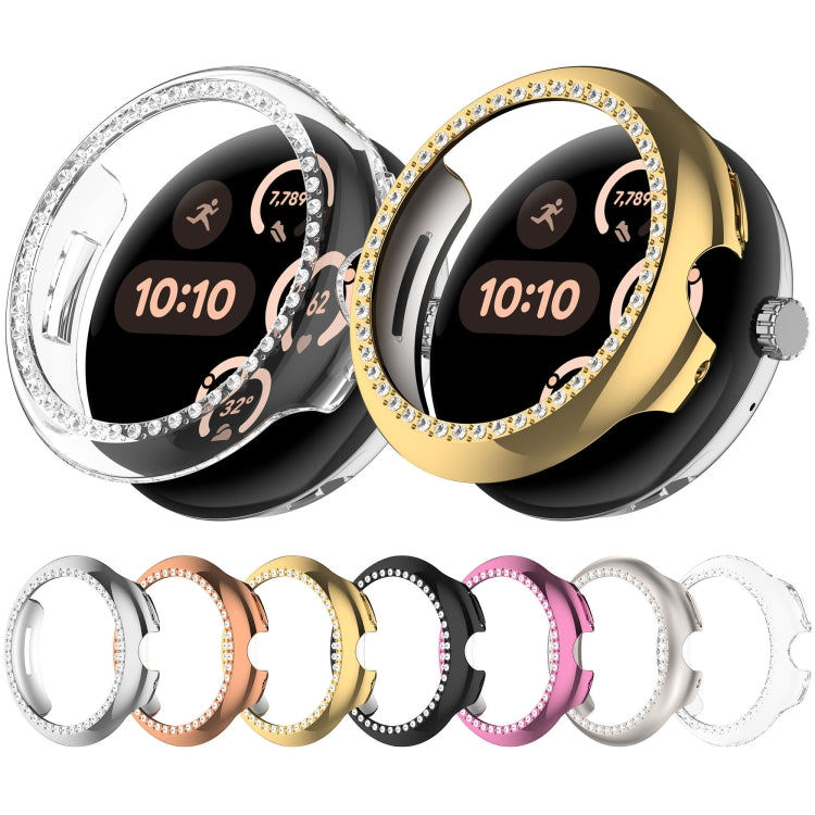 For Google Pixel Watch 3 45mm Diamond Electroplated PC Half Coverage Watch Protective Case(Transparent Color) - Watch Cases by PMC TechLife | Online Shopping South Africa | PMC TechLife | Buy Now Pay Later Mobicred