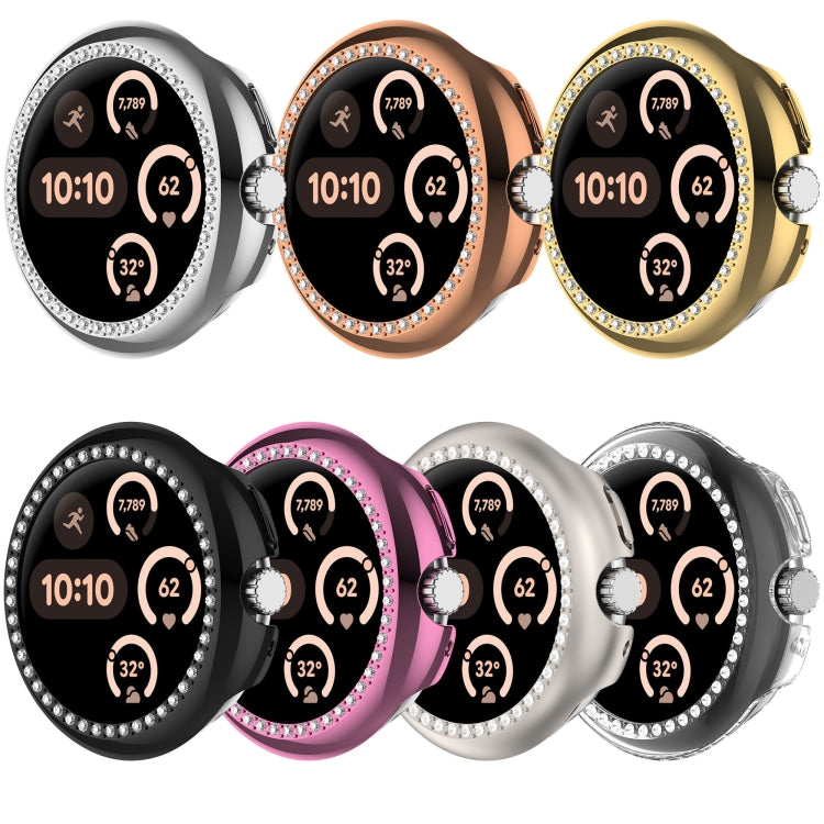 For Google Pixel Watch 3 45mm Diamond Electroplated PC Half Coverage Watch Protective Case(Transparent Color) - Watch Cases by PMC TechLife | Online Shopping South Africa | PMC TechLife | Buy Now Pay Later Mobicred