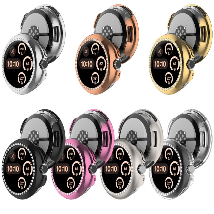 For Google Pixel Watch 3 45mm Diamond Electroplated PC Half Coverage Watch Protective Case(Gold) - Watch Cases by PMC TechLife | Online Shopping South Africa | PMC TechLife | Buy Now Pay Later Mobicred