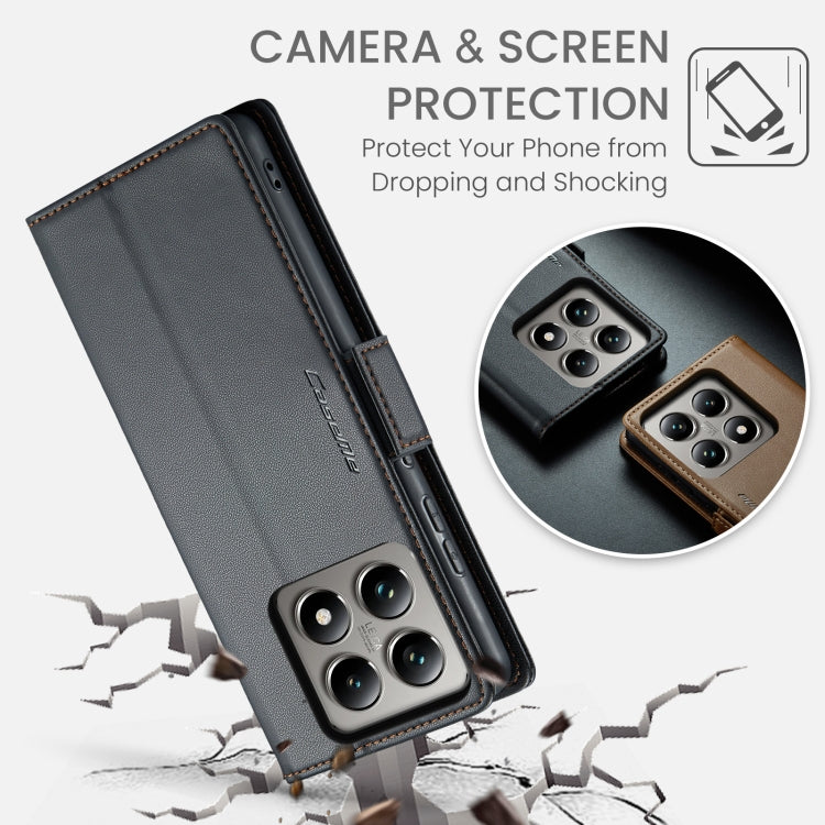 For Xiaomi 14T CaseMe 023 Butterfly Buckle Litchi Texture RFID Anti-theft Leather Phone Case(Black) - free shipping - PMC Jewellery - Order now!