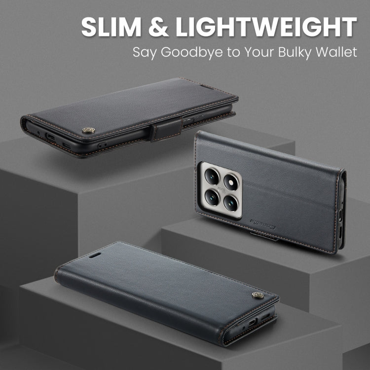 For Xiaomi 14T CaseMe 023 Butterfly Buckle Litchi Texture RFID Anti-theft Leather Phone Case(Black) - free shipping - PMC Jewellery - Order now!