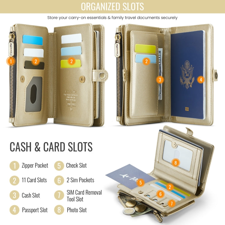 CaseMe-Me60 Multi-functional Anti-theft Swipe Passport Wallet(Gold) - free shipping - PMC Jewellery - Order now!