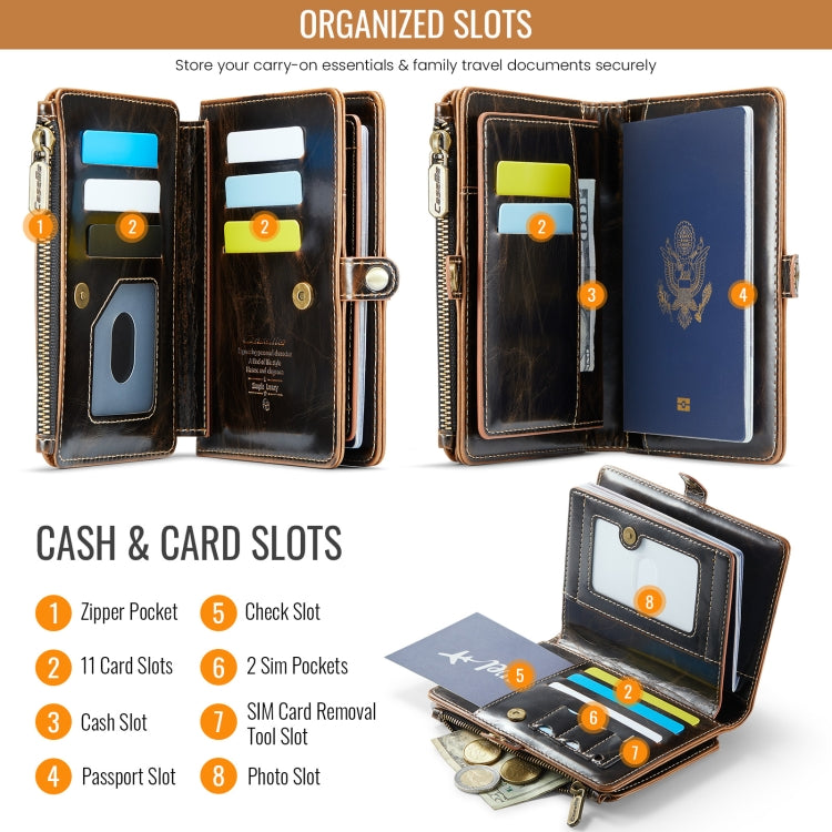 CaseMe-Me60 Multi-functional Anti-theft Swipe Passport Wallet(Brown) - free shipping - PMC Jewellery - Order now!