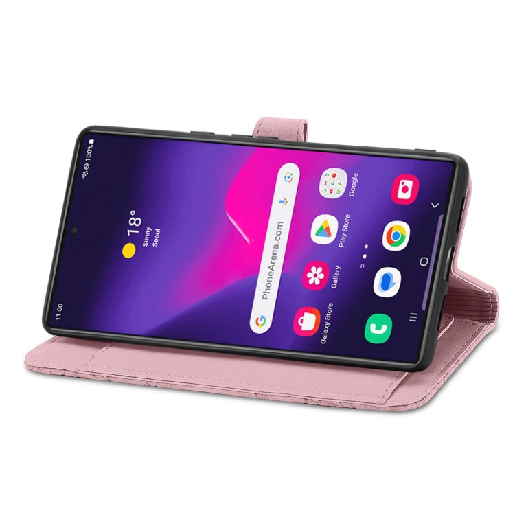 For Samsung Galaxy S25 Ultra 5G Embossed Flower Zipper Leather Phone Case(Pink) - Galaxy S25 Ultra 5G Cases by PMC TechLife | Online Shopping South Africa | PMC TechLife | Buy Now Pay Later Mobicred