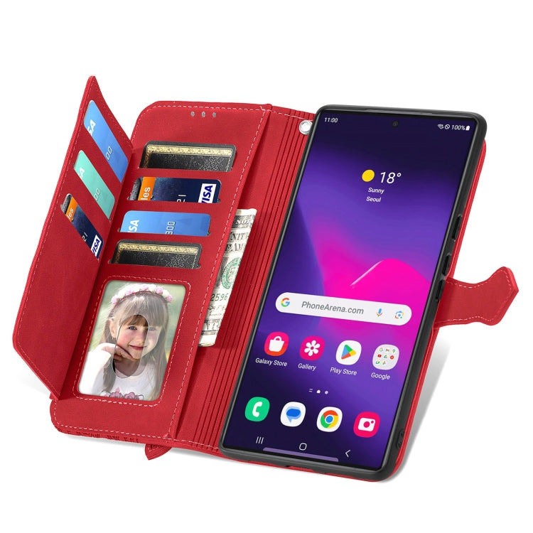 For Samsung Galaxy S25 Ultra 5G Embossed Flower Zipper Leather Phone Case(Red) - Galaxy S25 Ultra 5G Cases by PMC TechLife | Online Shopping South Africa | PMC TechLife | Buy Now Pay Later Mobicred