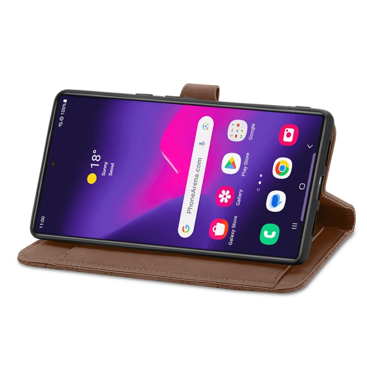 For Samsung Galaxy S25 Ultra 5G Embossed Flower Zipper Leather Phone Case(Brown) - Galaxy S25 Ultra 5G Cases by PMC TechLife | Online Shopping South Africa | PMC TechLife | Buy Now Pay Later Mobicred