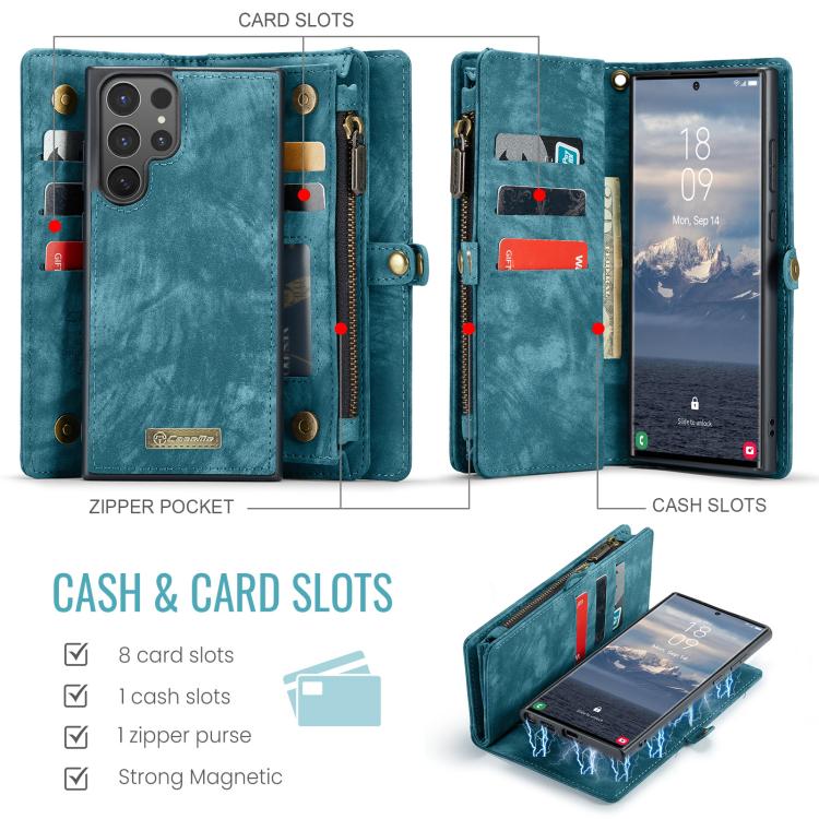 For Samsung Galaxy S25 Ultra 5G CaseMe 008 Detachable Multifunctional Leather Phone Case(Blue) - free shipping - PMC Jewellery - Order now!