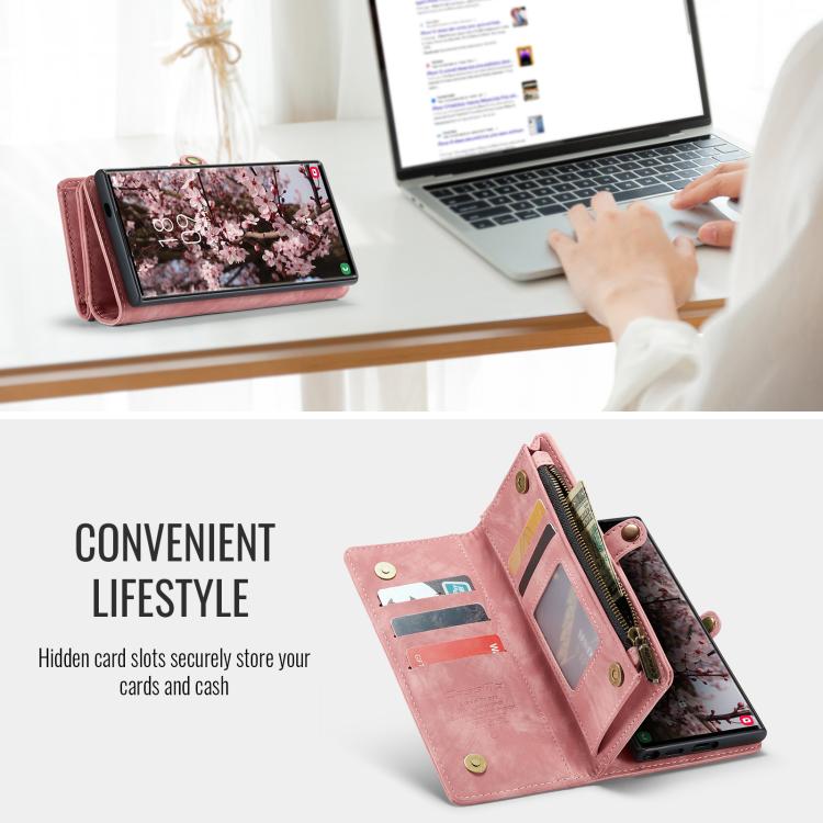 For Samsung Galaxy S25 Ultra 5G CaseMe 008 Detachable Multifunctional Leather Phone Case(Pink) - free shipping - PMC Jewellery - Order now!