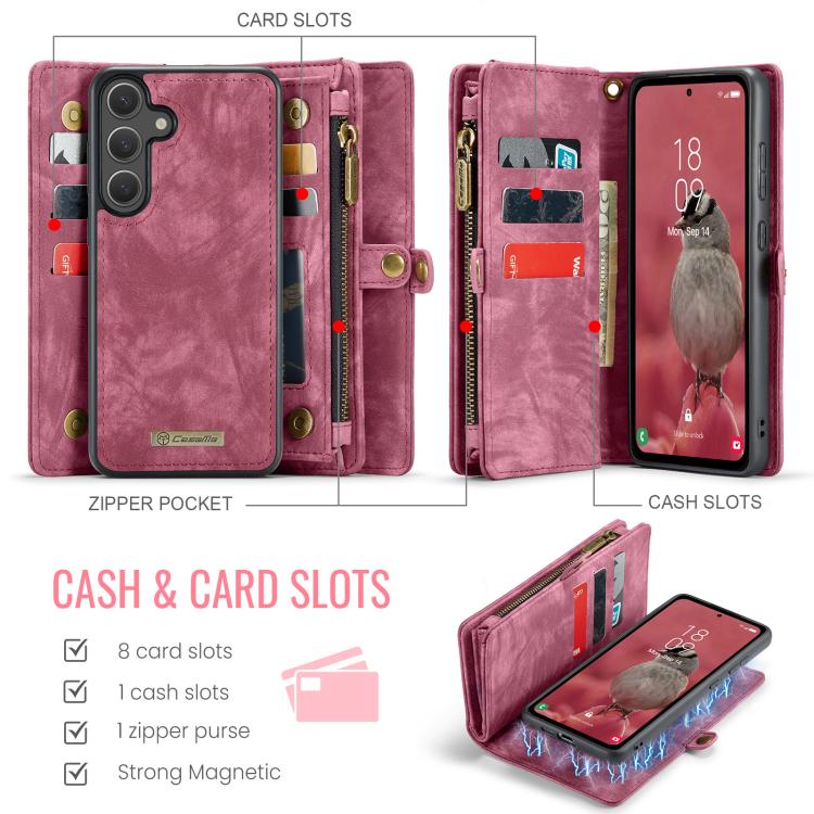 For Samsung Galaxy S25 5G CaseMe 008 Detachable Multifunctional Leather Phone Case(Wine Red) - Galaxy S25 5G Cases by CaseMe | Online Shopping South Africa | PMC TechLife | Buy Now Pay Later Mobicred
