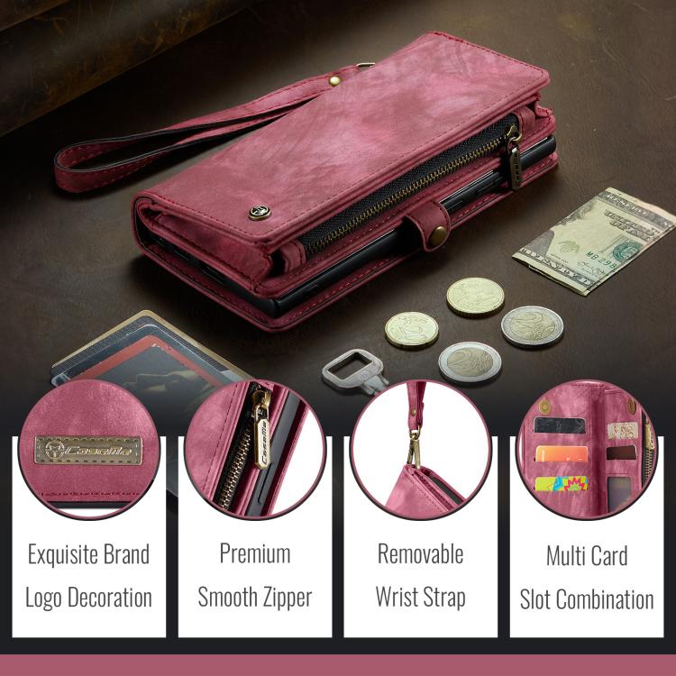 For Samsung Galaxy S25 5G CaseMe 008 Detachable Multifunctional Leather Phone Case(Wine Red) - Galaxy S25 5G Cases by CaseMe | Online Shopping South Africa | PMC TechLife | Buy Now Pay Later Mobicred