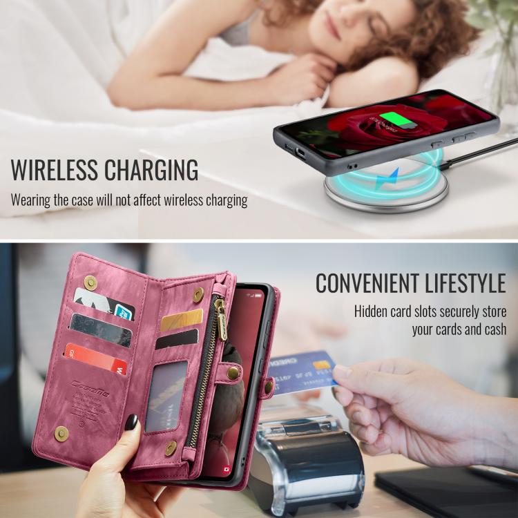 For Samsung Galaxy S25 5G CaseMe 008 Detachable Multifunctional Leather Phone Case(Wine Red) - Galaxy S25 5G Cases by CaseMe | Online Shopping South Africa | PMC TechLife | Buy Now Pay Later Mobicred