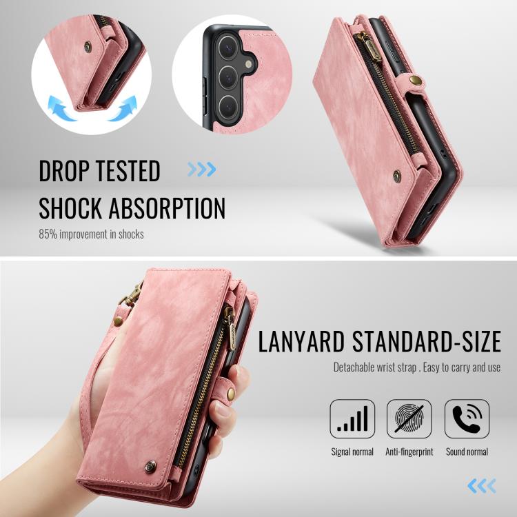 For Samsung Galaxy S25 5G CaseMe 008 Detachable Multifunctional Leather Phone Case(Pink) - Galaxy S25 5G Cases by CaseMe | Online Shopping South Africa | PMC TechLife | Buy Now Pay Later Mobicred