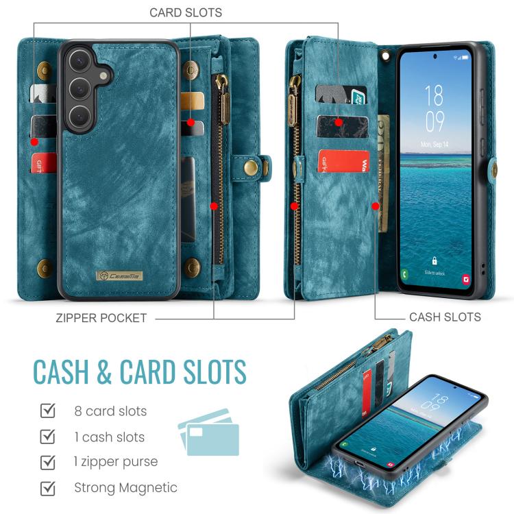 For Samsung Galaxy S25+ 5G CaseMe 008 Detachable Multifunctional Leather Phone Case(Blue) - free shipping - PMC TechLife - Order now!
