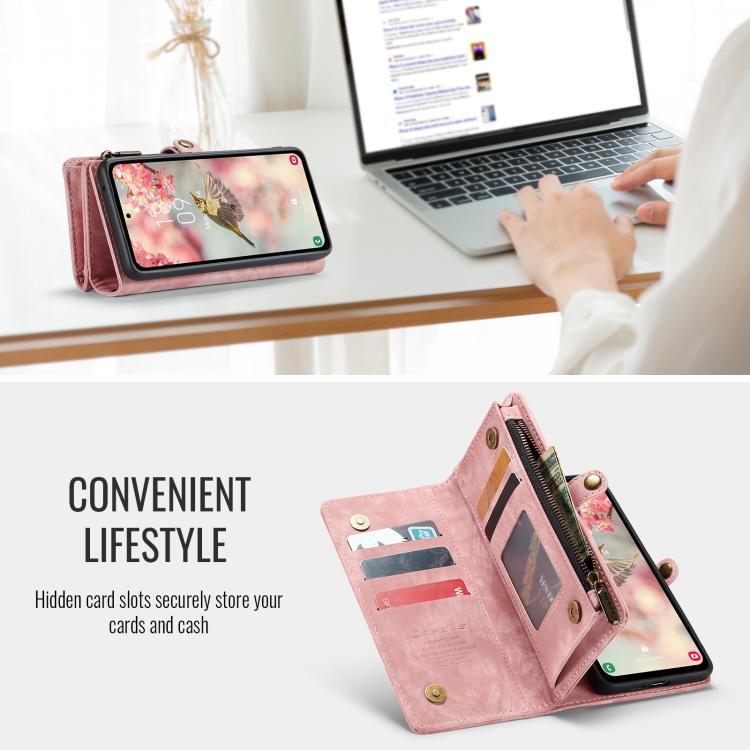 For Samsung Galaxy S25+ 5G CaseMe 008 Detachable Multifunctional Leather Phone Case(Pink) - Galaxy S25+ 5G Cases by CaseMe | Online Shopping South Africa | PMC TechLife | Buy Now Pay Later Mobicred