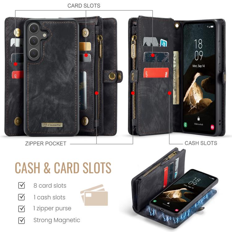 For Samsung Galaxy S25+ 5G CaseMe 008 Detachable Multifunctional Leather Phone Case(Black) - Galaxy S25+ 5G Cases by CaseMe | Online Shopping South Africa | PMC TechLife | Buy Now Pay Later Mobicred