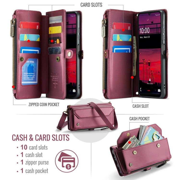 For Samsung Galaxy A16 5G CaseMe C36 Card Slots Zipper Wallet RFID Anti-theft Leather Phone Case(Red) - free shipping - PMC Jewellery - Order now!