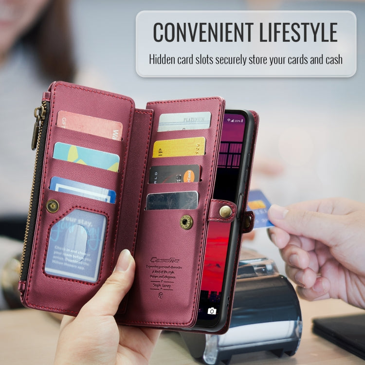 For Samsung Galaxy A16 5G CaseMe C36 Card Slots Zipper Wallet RFID Anti-theft Leather Phone Case(Red) - free shipping - PMC Jewellery - Order now!