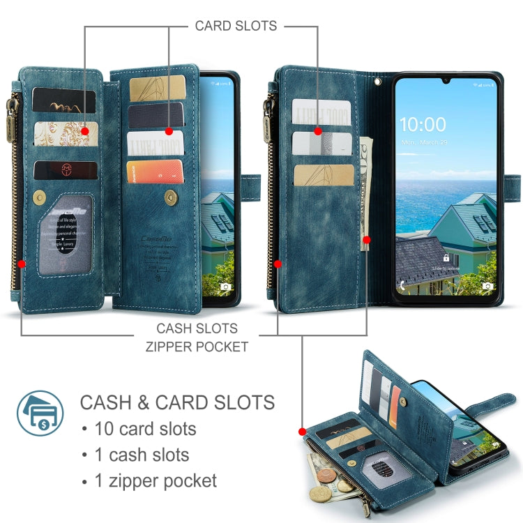 For Samsung Galaxy A16 5G CaseMe C30 Card Slots Zipper Wallet Leather Phone Case(Blue) - free shipping - PMC Jewellery - Order now!