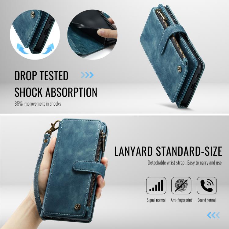 For Samsung Galaxy S25 5G CaseMe C30 Card Slots Zipper Wallet Leather Phone Case(Blue) - free shipping - PMC Jewellery - Order now!
