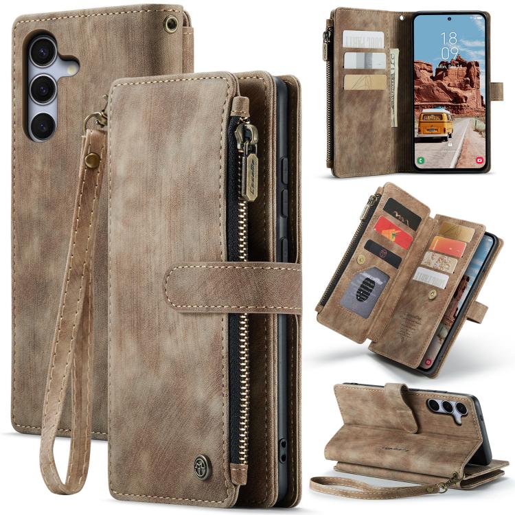 For Samsung Galaxy S25+ 5G CaseMe C30 Card Slots Zipper Wallet Leather Phone Case(Brown) - free shipping - PMC Jewellery - Order now!
