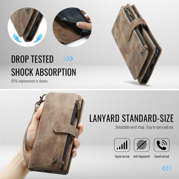 For Samsung Galaxy S25+ 5G CaseMe C30 Card Slots Zipper Wallet Leather Phone Case(Brown) - free shipping - PMC Jewellery - Order now!