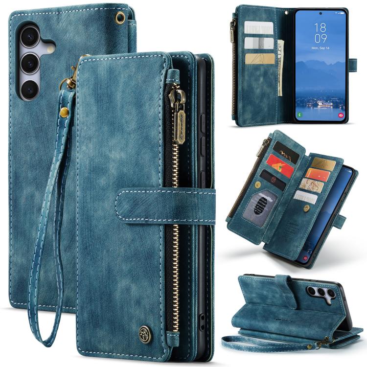 For Samsung Galaxy S25+ 5G CaseMe C30 Card Slots Zipper Wallet Leather Phone Case(Blue) - free shipping - PMC Jewellery - Order now!