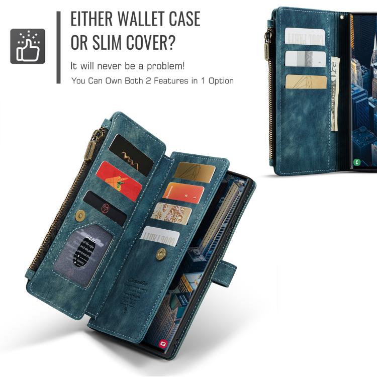 For Samsung Galaxy S25 Ultra 5G CaseMe C30 Card Slots Zipper Wallet Leather Phone Case(Blue) - Galaxy S25 Ultra 5G Cases by CaseMe | Online Shopping South Africa | PMC TechLife | Buy Now Pay Later Mobicred