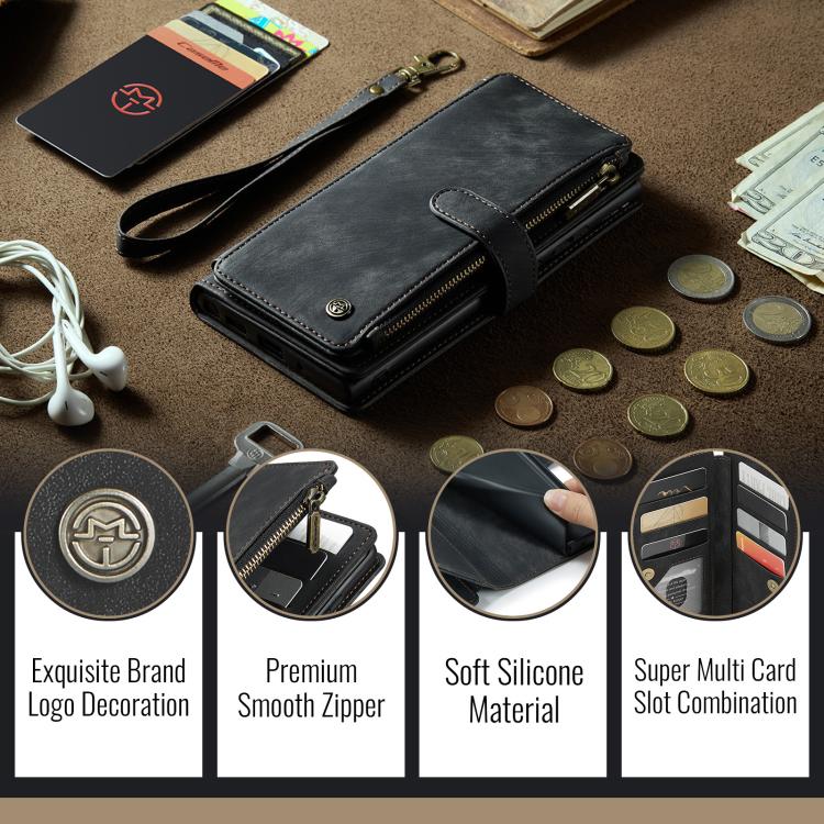 For Samsung Galaxy S25 Ultra 5G CaseMe C30 Card Slots Zipper Wallet Leather Phone Case(Black) - free shipping - PMC TechLife - Order now!