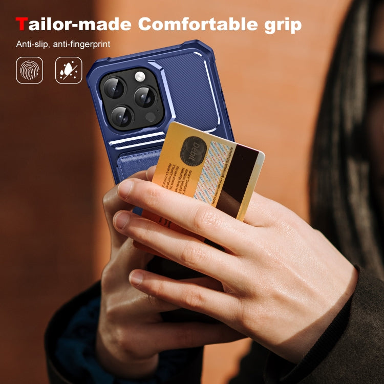 For iPhone 16 Pro ENKAY Hat-Prince Card Slot Wallet TPU Back Leather Phone Case with Lens Film(Purple) - free shipping - PMC Jewellery - Order now!