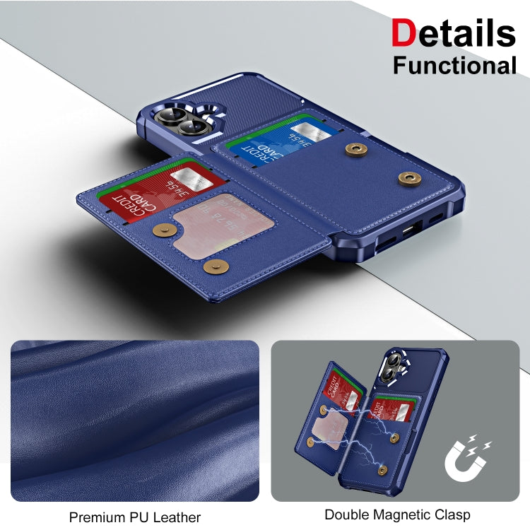 For iPhone 16 Plus ENKAY Hat-Prince Card Slot Wallet TPU Back Leather Phone Case with Lens Film(Dark Blue) - free shipping - PMC Jewellery - Order now!