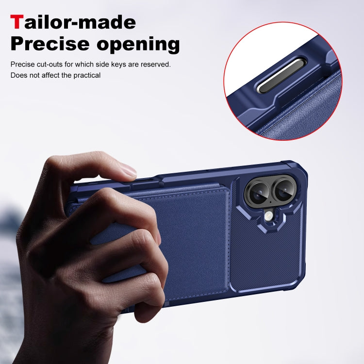 For iPhone 16 Plus ENKAY Hat-Prince Card Slot Wallet TPU Back Leather Phone Case with Lens Film(Dark Blue) - free shipping - PMC Jewellery - Order now!