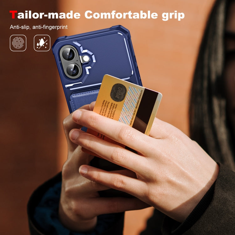 For iPhone 16 ENKAY Hat-Prince Card Slot Wallet TPU Back Leather Phone Case with Lens Film(Purple) - free shipping - PMC Jewellery - Order now!