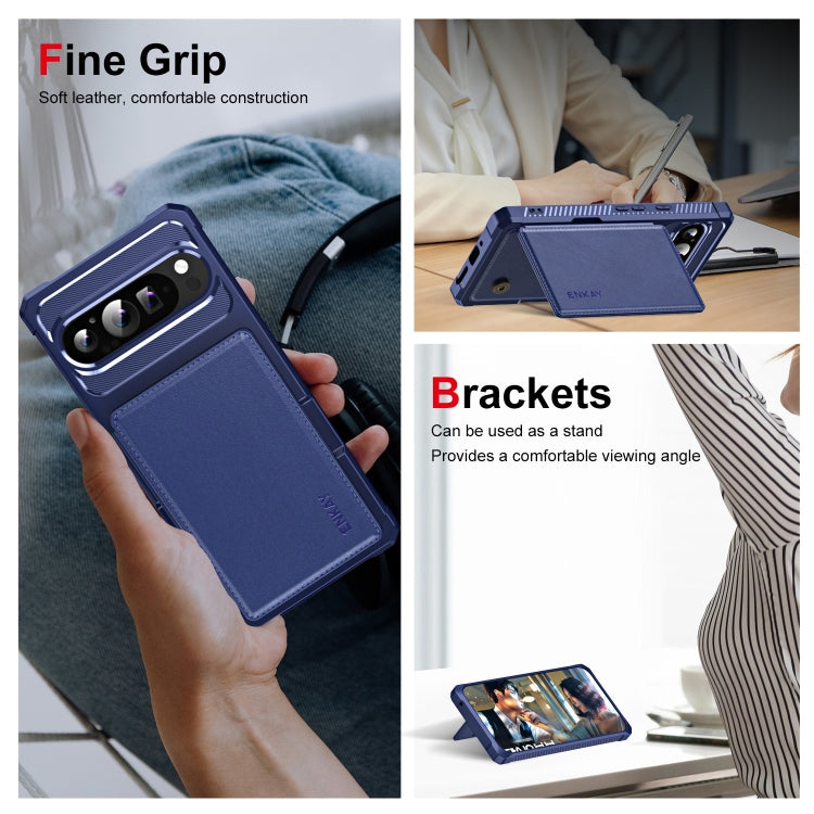 For Google Pixel 9 / 9 Pro ENKAY Hat-Prince Card Slot Wallet TPU Back Leather Phone Case with Lens Film(Black) - free shipping - PMC TechLife - Order now!