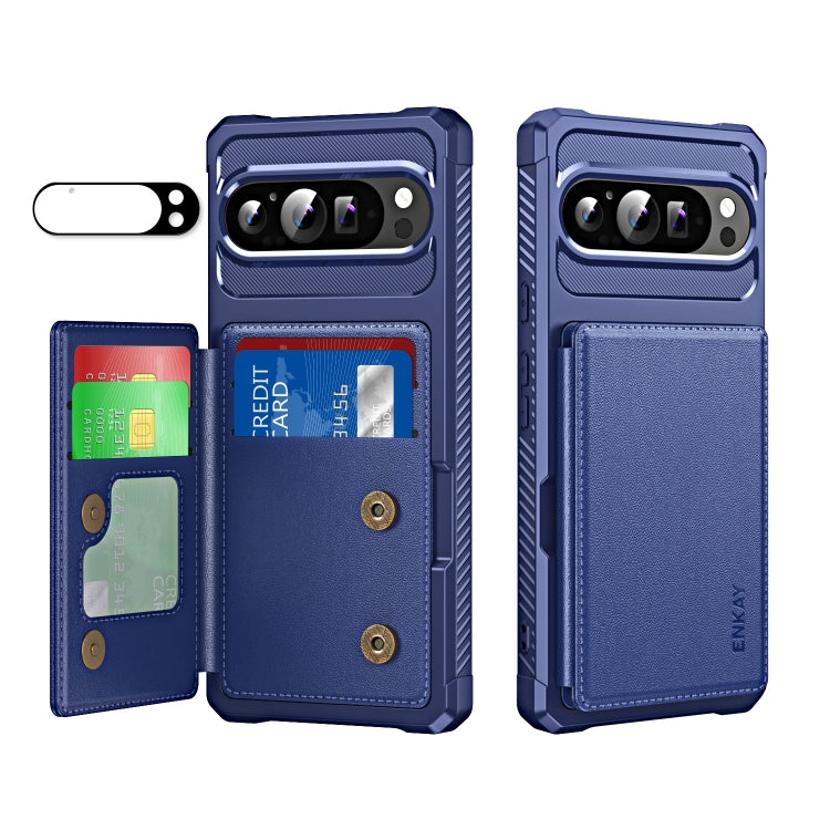 For Google Pixel 9 / 9 Pro ENKAY Hat-Prince Card Slot Wallet TPU Back Leather Phone Case with Lens Film(Dark Blue) - Google Cases by ENKAY | Online Shopping South Africa | PMC TechLife | Buy Now Pay Later Mobicred